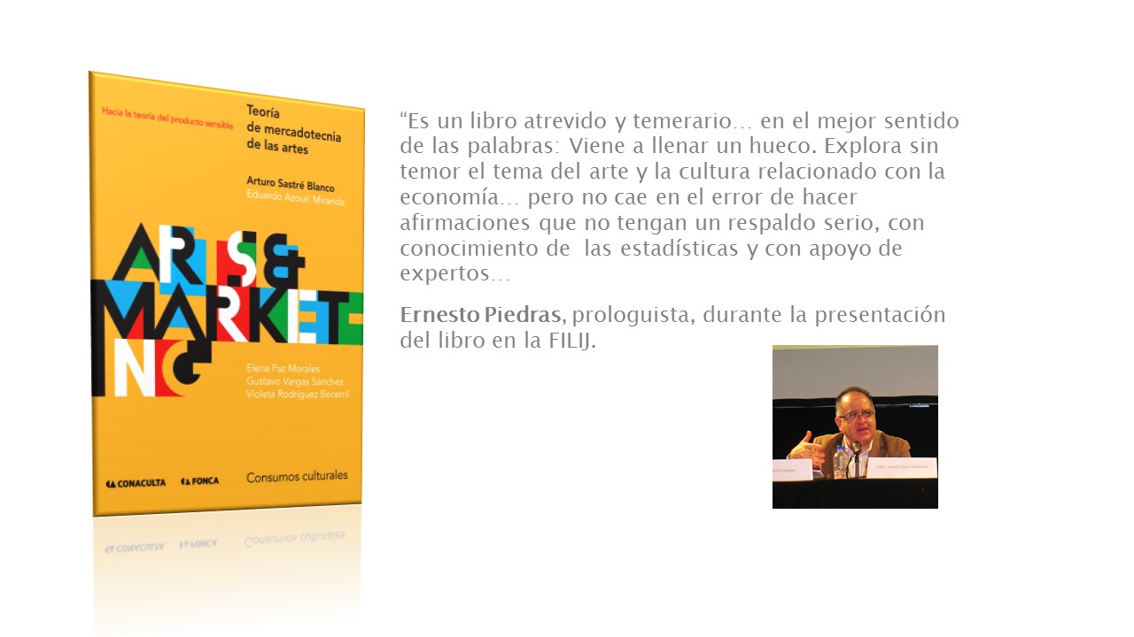 Libro Teoría de Mercadotecnia para las artes, Ernesto Piedras Prologuista
